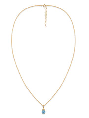 Classic Natural Blue Topaz Gold Pendant with chain