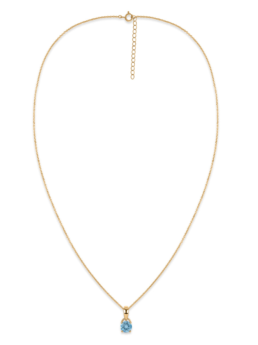 Classic Natural Blue Topaz Gold Pendant with chain