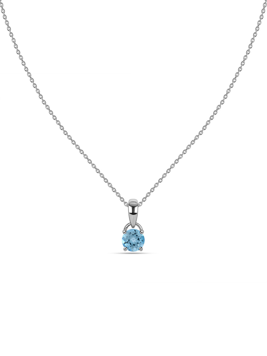 Classic Natural Blue Topaz Gold Pendant with chain