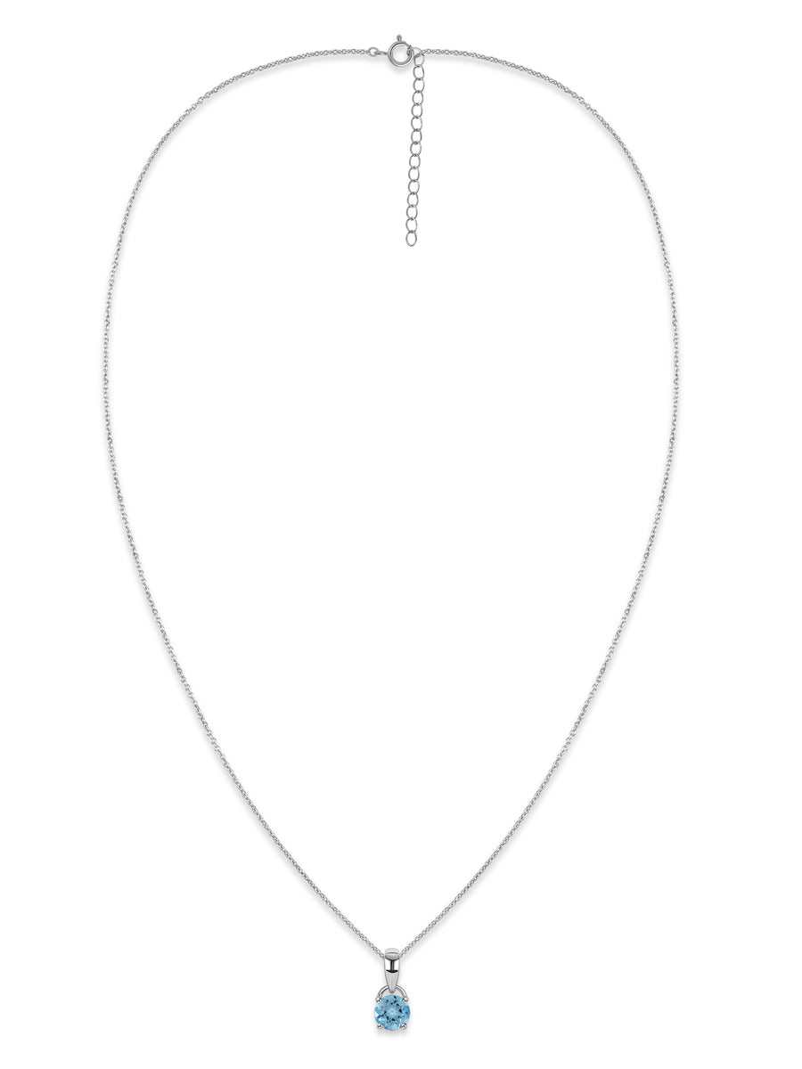 Classic Natural Blue Topaz Gold Pendant with chain