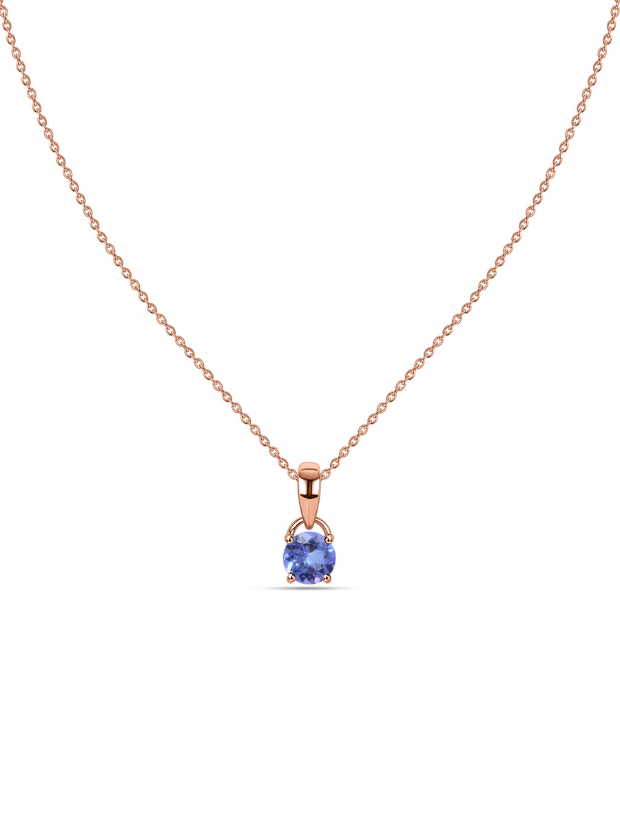 Classic Natural Tanzanite Gold Pendant with chain