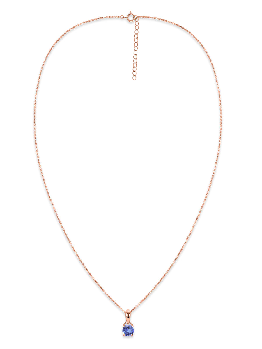 Classic Natural Tanzanite Gold Pendant with chain