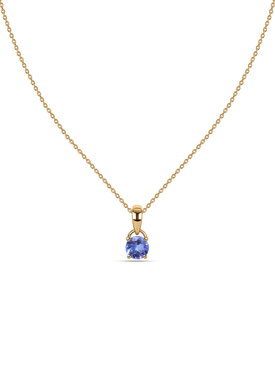 Classic Natural Tanzanite Gold Pendant with chain