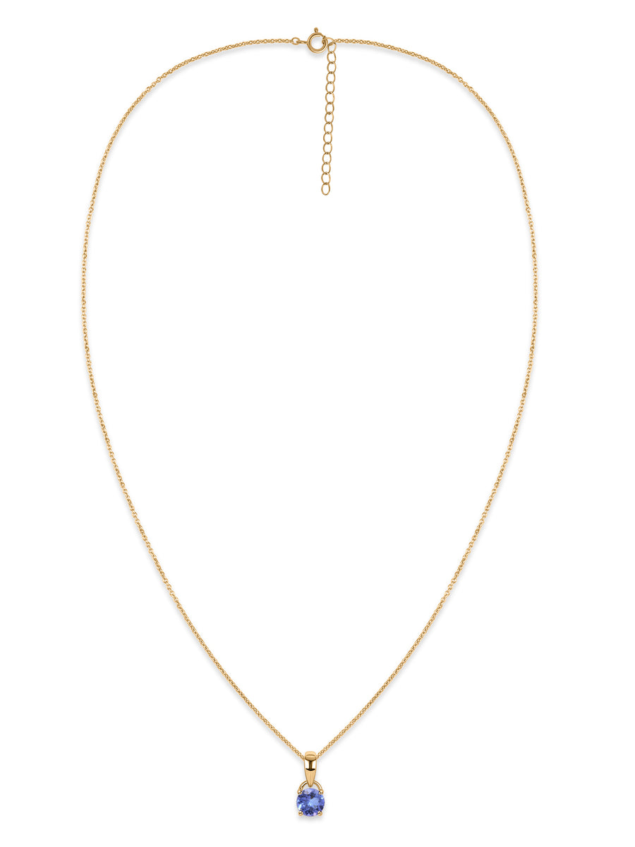 Classic Natural Tanzanite Gold Pendant with chain