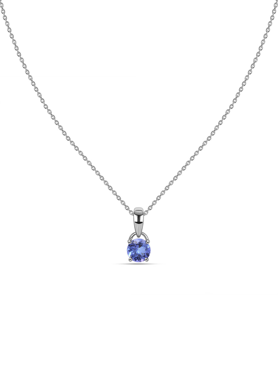 Classic Natural Tanzanite Gold Pendant with chain