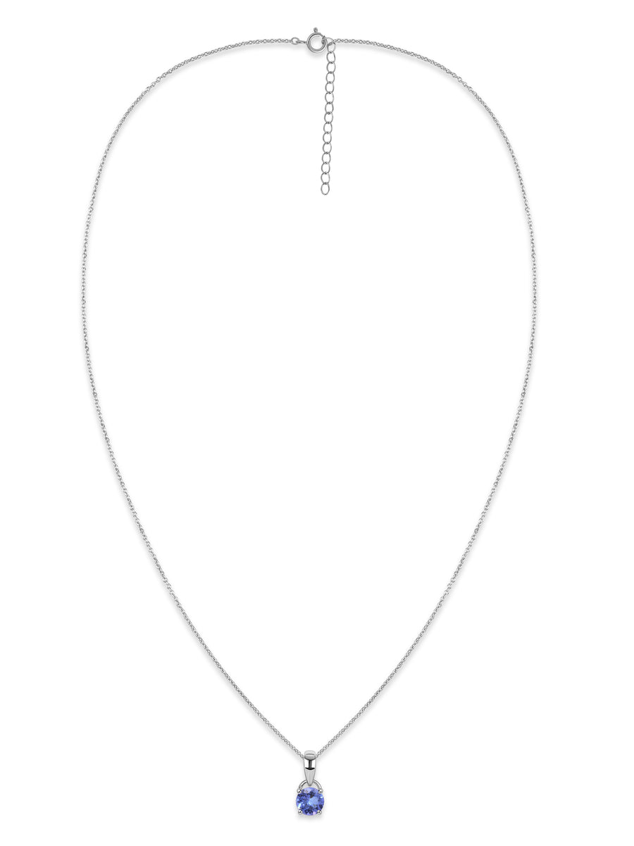 Classic Natural Tanzanite Gold Pendant with chain
