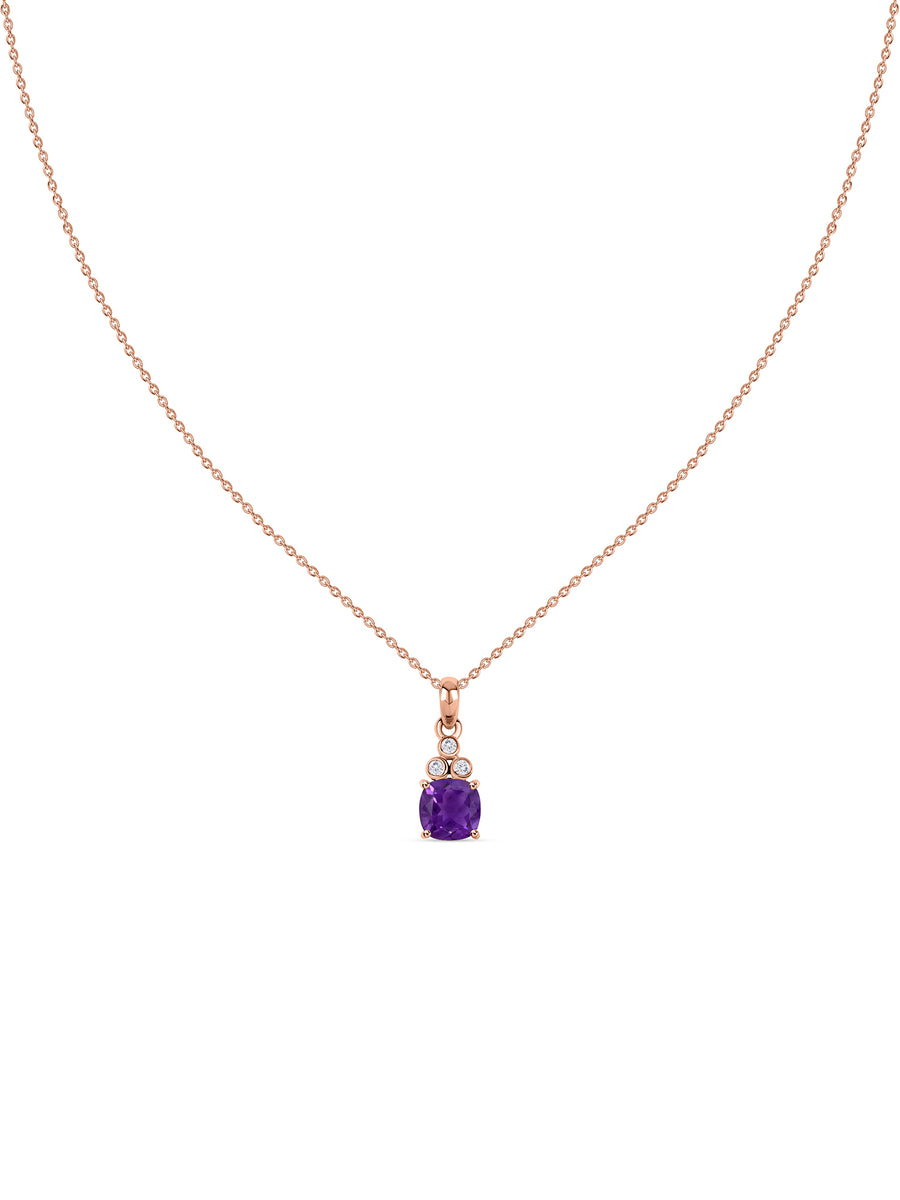 Natural Amethyst Classic Gold Pendant Necklace