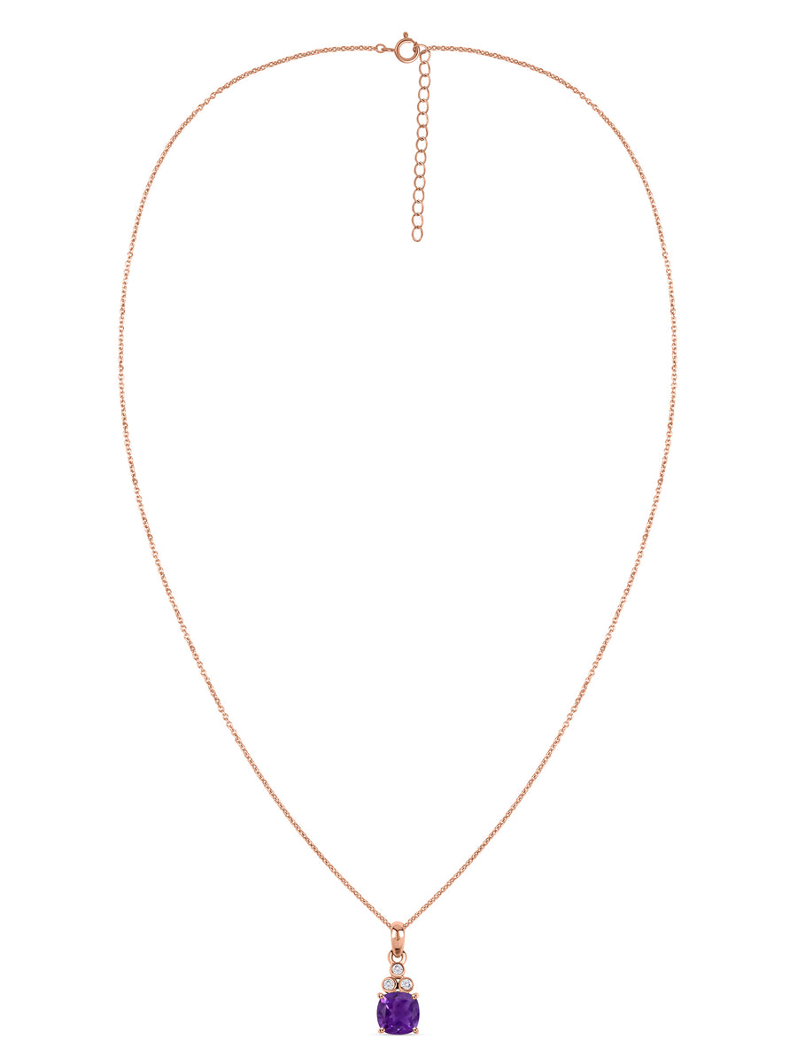 Natural Amethyst Classic Gold Pendant Necklace