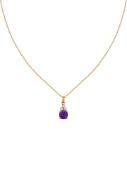 Natural Amethyst Classic Gold Pendant Necklace