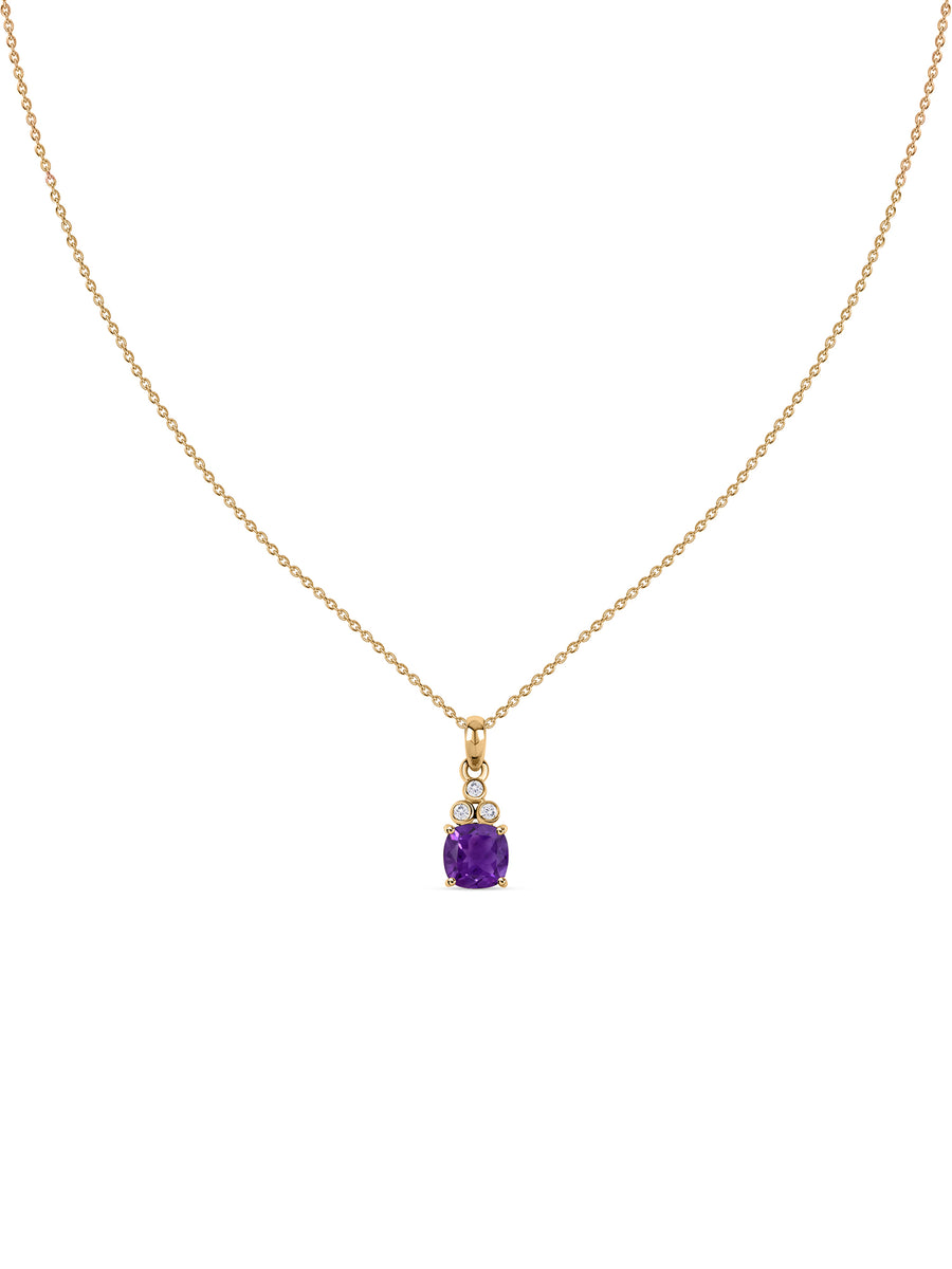 Natural Amethyst Classic Gold Pendant Necklace
