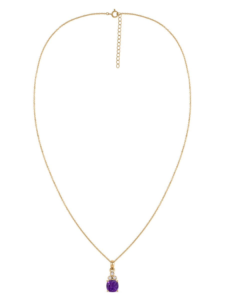 Natural Amethyst Classic Gold Pendant Necklace
