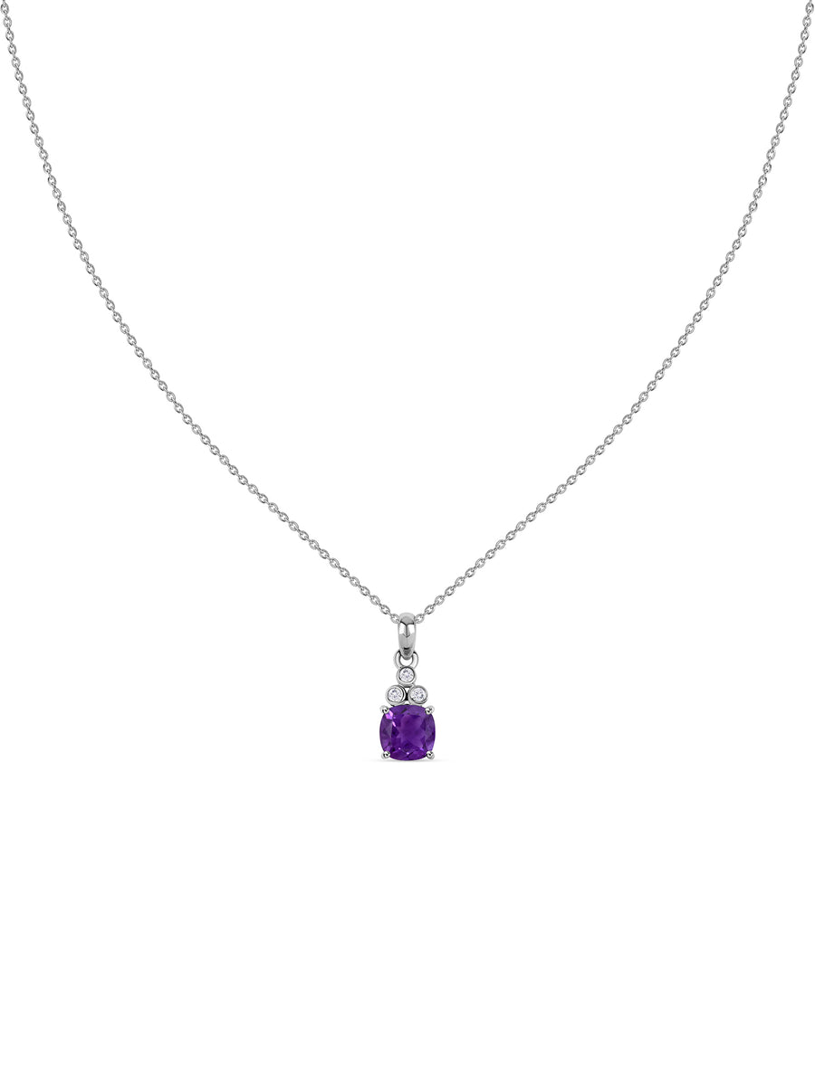 Natural Amethyst Classic Gold Pendant Necklace