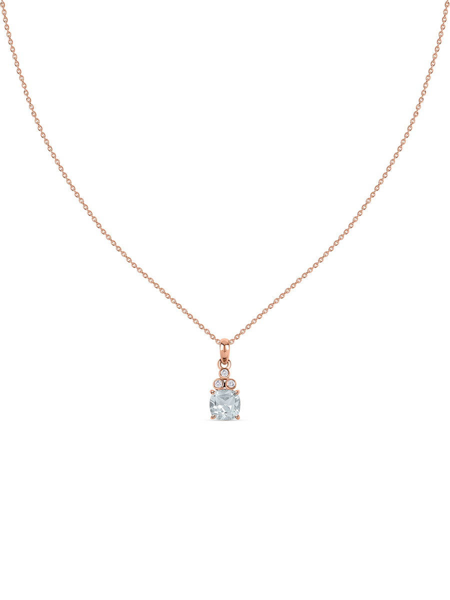 Natural Aquamarine Classic Gold Pendant Necklace