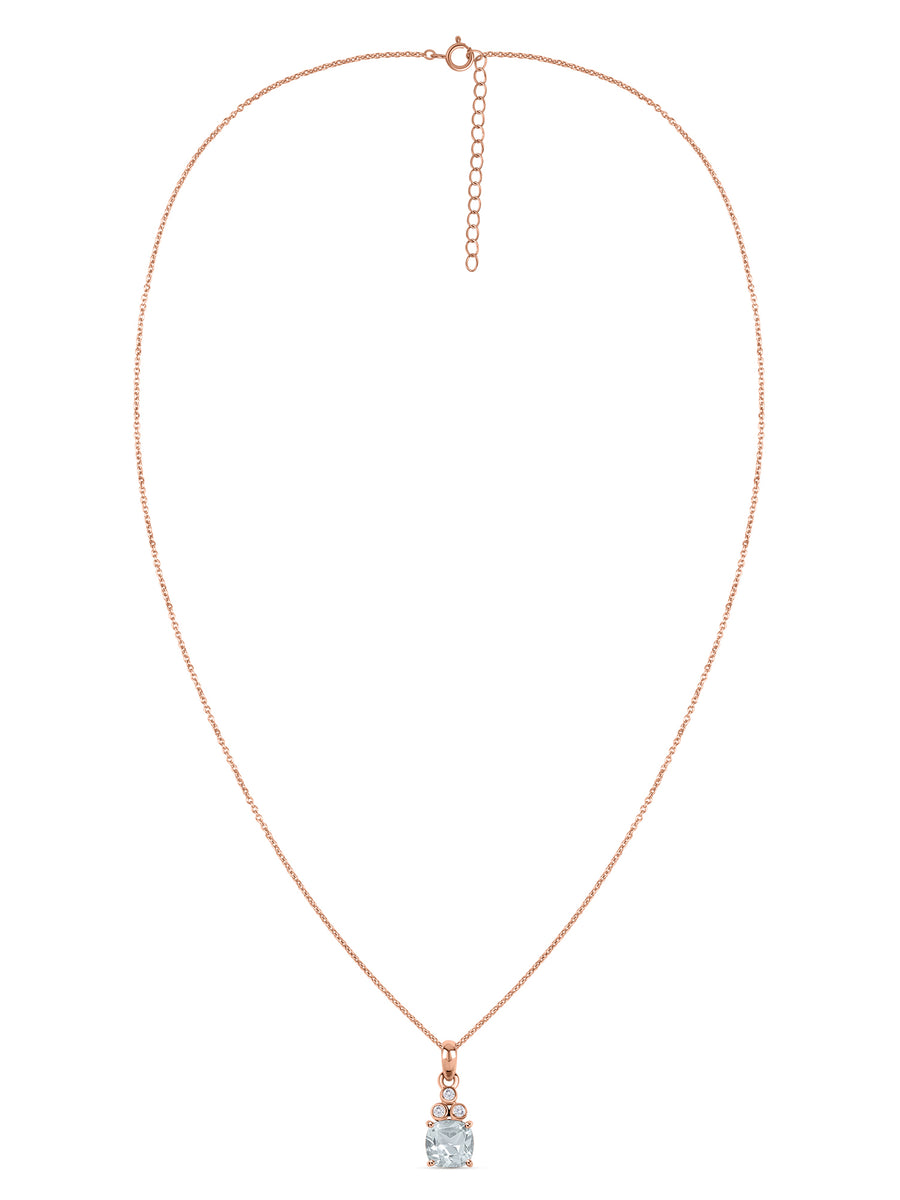 Natural Aquamarine Classic Gold Pendant Necklace