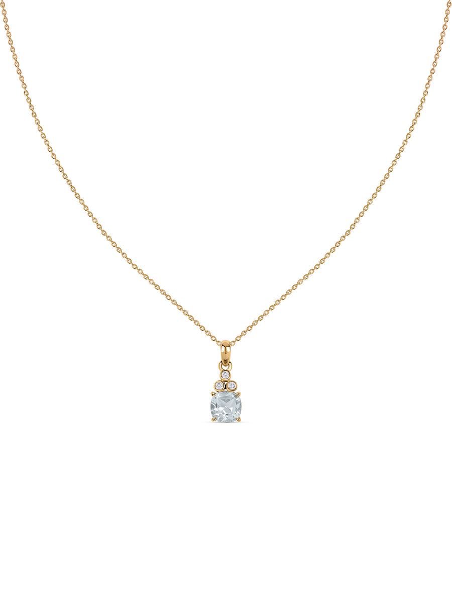 Natural Aquamarine Classic Gold Pendant Necklace