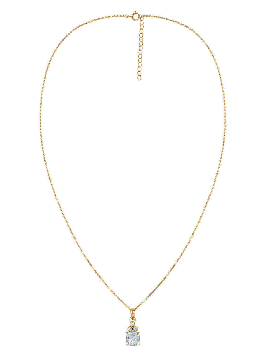 Natural Aquamarine Classic Gold Pendant Necklace