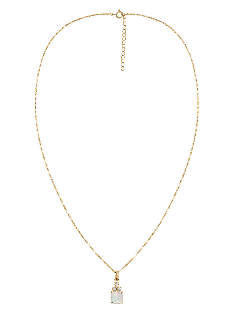 Natural Ethiopian Opal Classic Gold Pendant Necklace