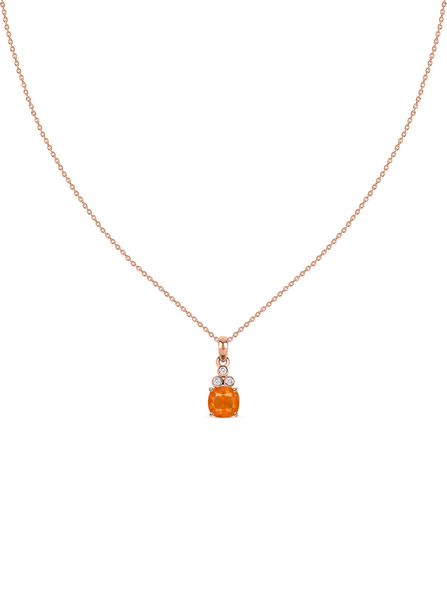 Natural Fire Opal Classic Gold Pendant Necklace