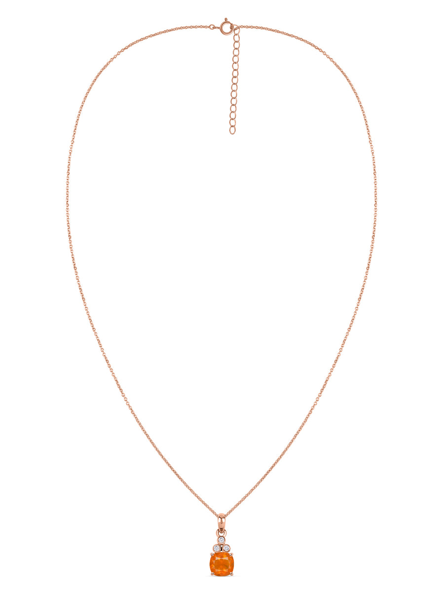 Natural Fire Opal Classic Gold Pendant Necklace