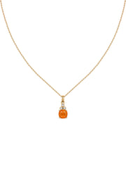 Natural Fire Opal Classic Gold Pendant Necklace