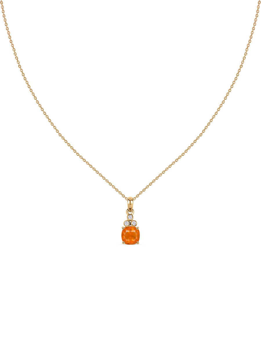 Natural Fire Opal Classic Gold Pendant Necklace
