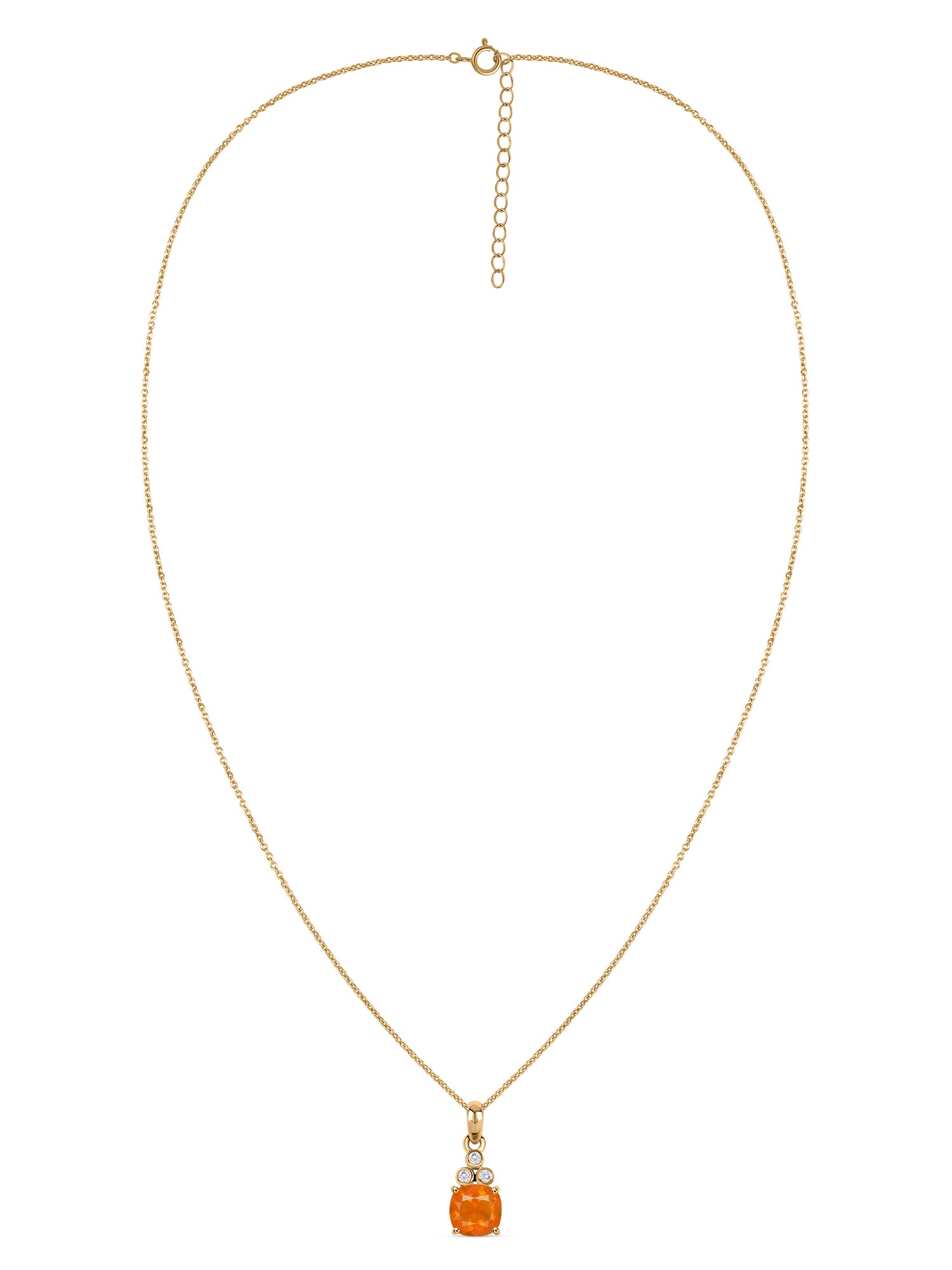 Natural Fire Opal Classic Gold Pendant Necklace