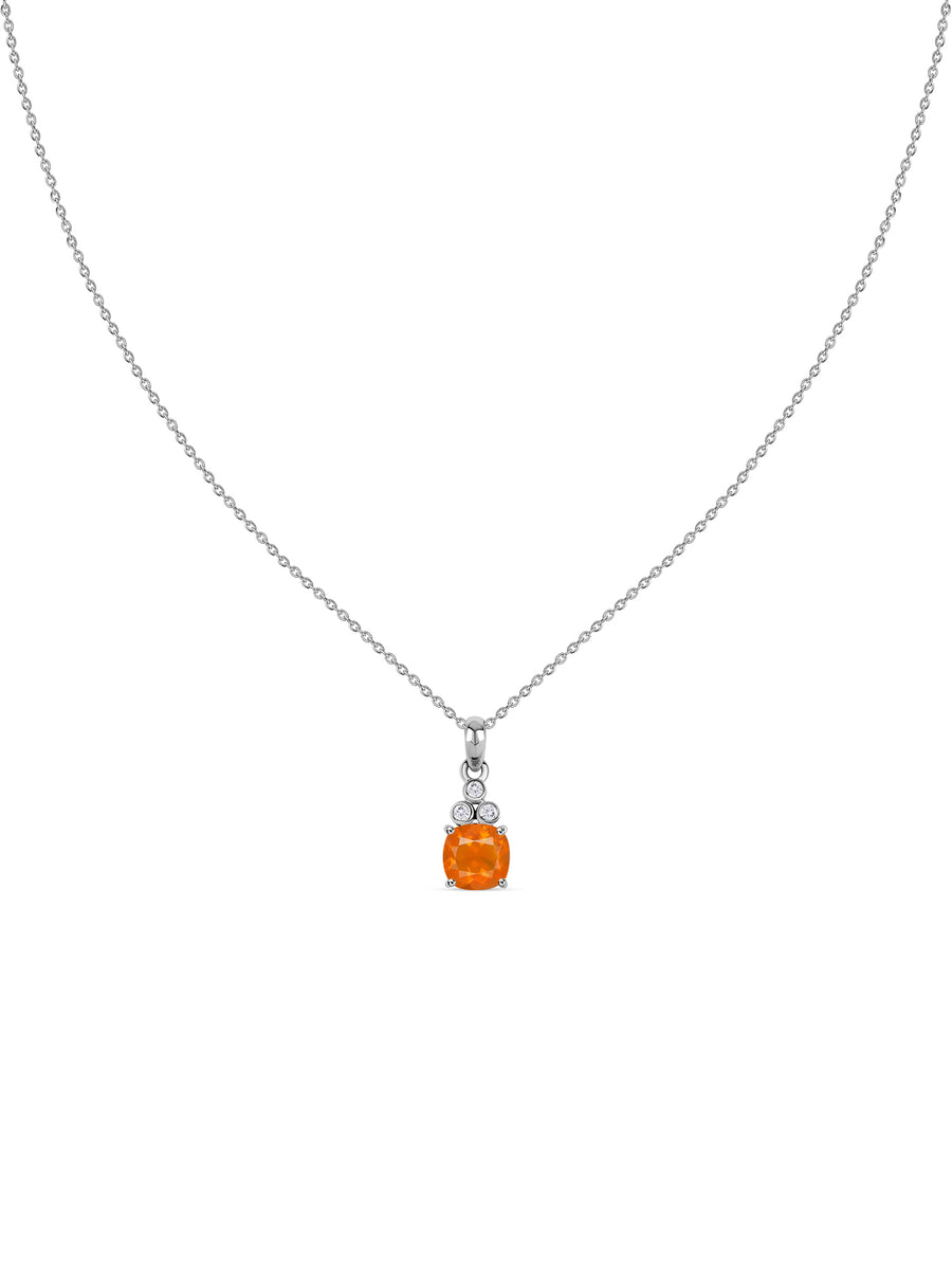Natural Fire Opal Classic Gold Pendant Necklace