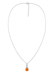 Natural Fire Opal Classic Gold Pendant Necklace