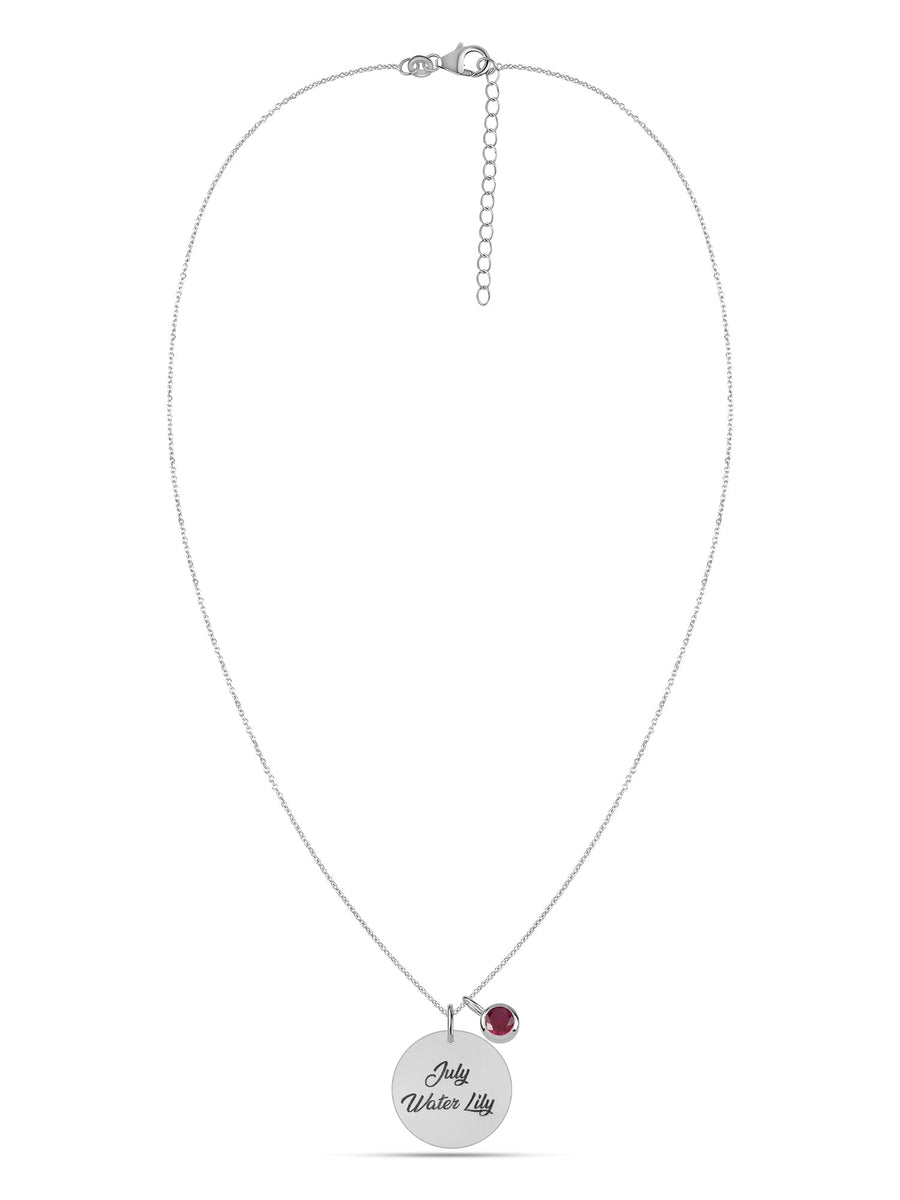 July Water Lily Birth Flower Necklace