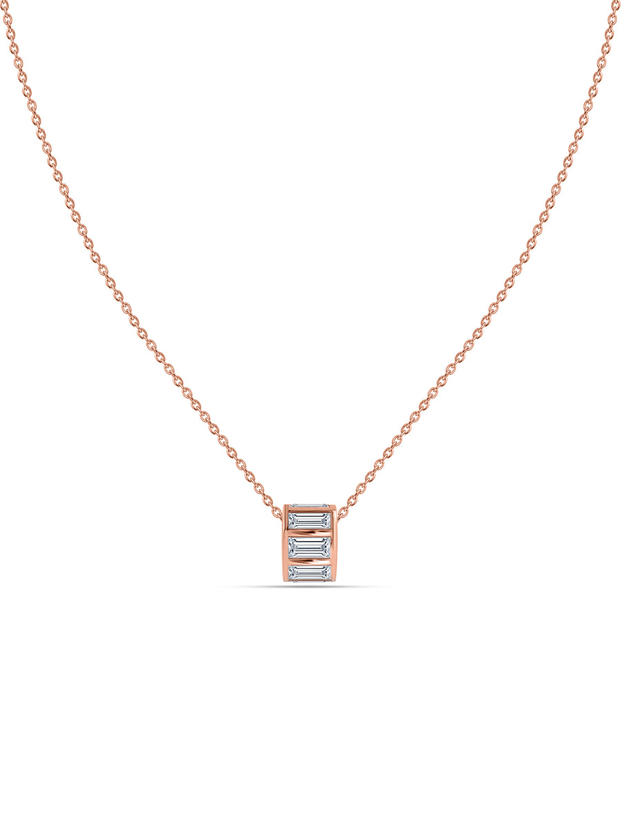 Baguette Lab Grown Diamond Barrel Necklace
