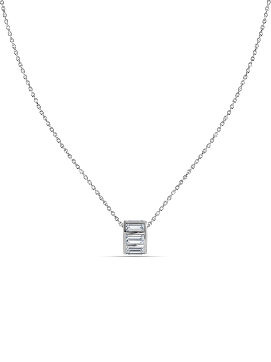 Baguette Lab Grown Diamond Barrel Necklace
