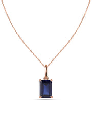 Natural Blue Sapphire Gold Pendant with Chain