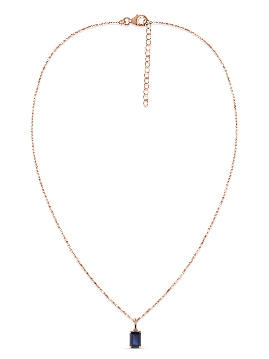 Natural Blue Sapphire Gold Pendant with Chain