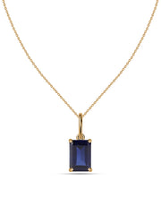Natural Blue Sapphire Gold Pendant with Chain