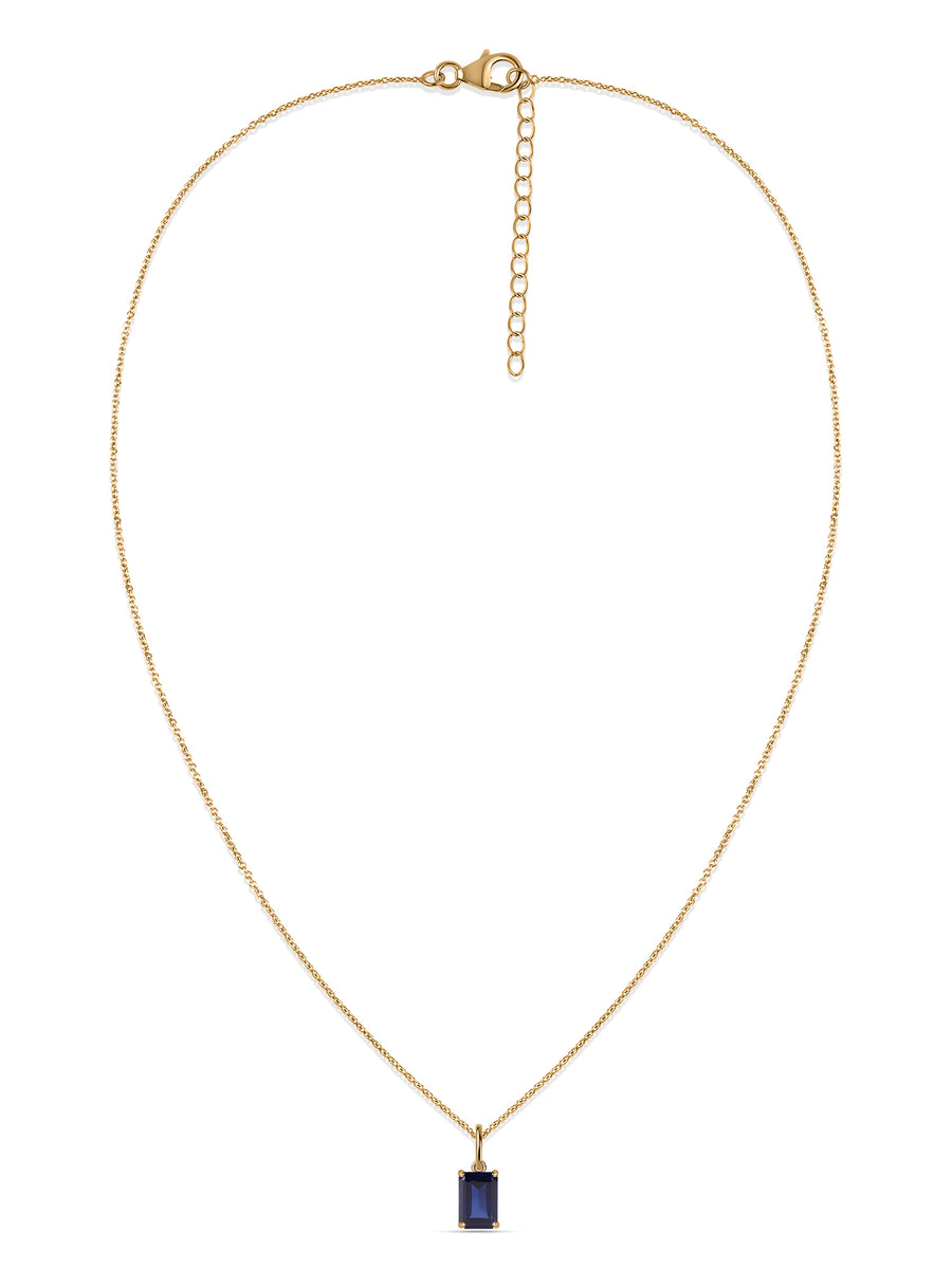 Natural Blue Sapphire Gold Pendant with Chain