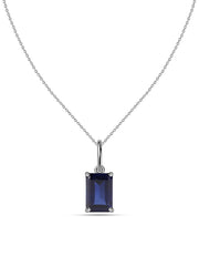 Natural Blue Sapphire Gold Pendant with Chain