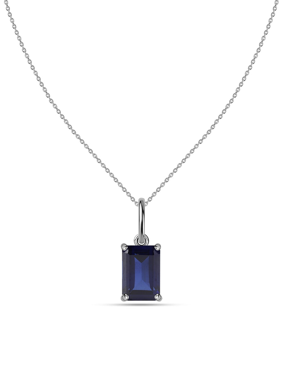 Natural Blue Sapphire Gold Pendant with Chain
