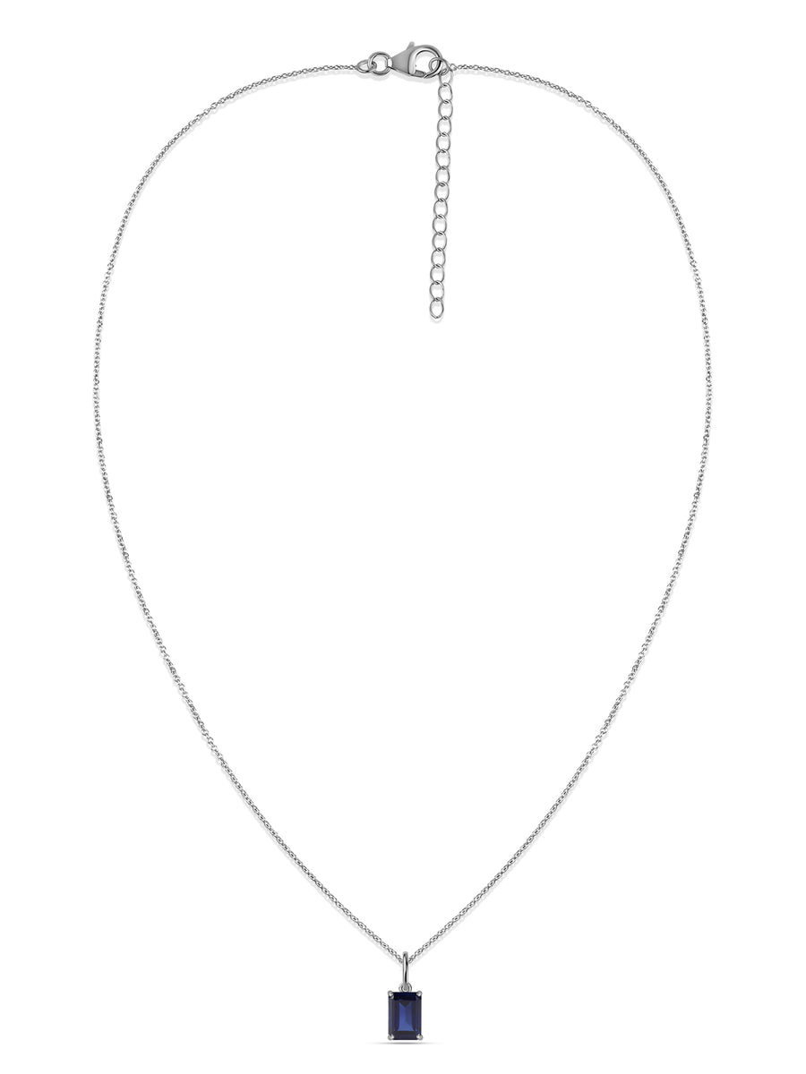 Natural Blue Sapphire Gold Pendant with Chain