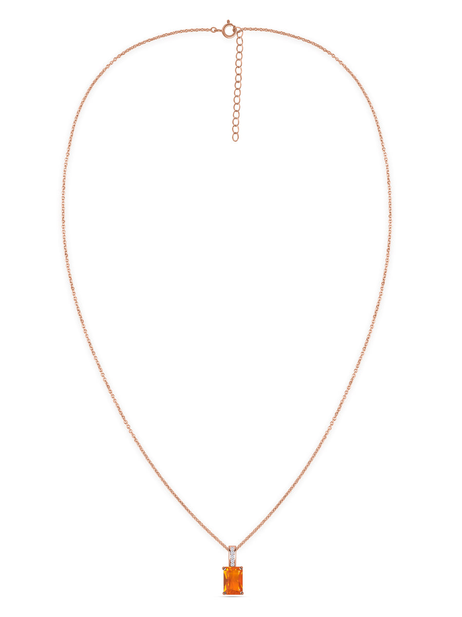 Fire Opal Majesty Gold Pendant with Chain