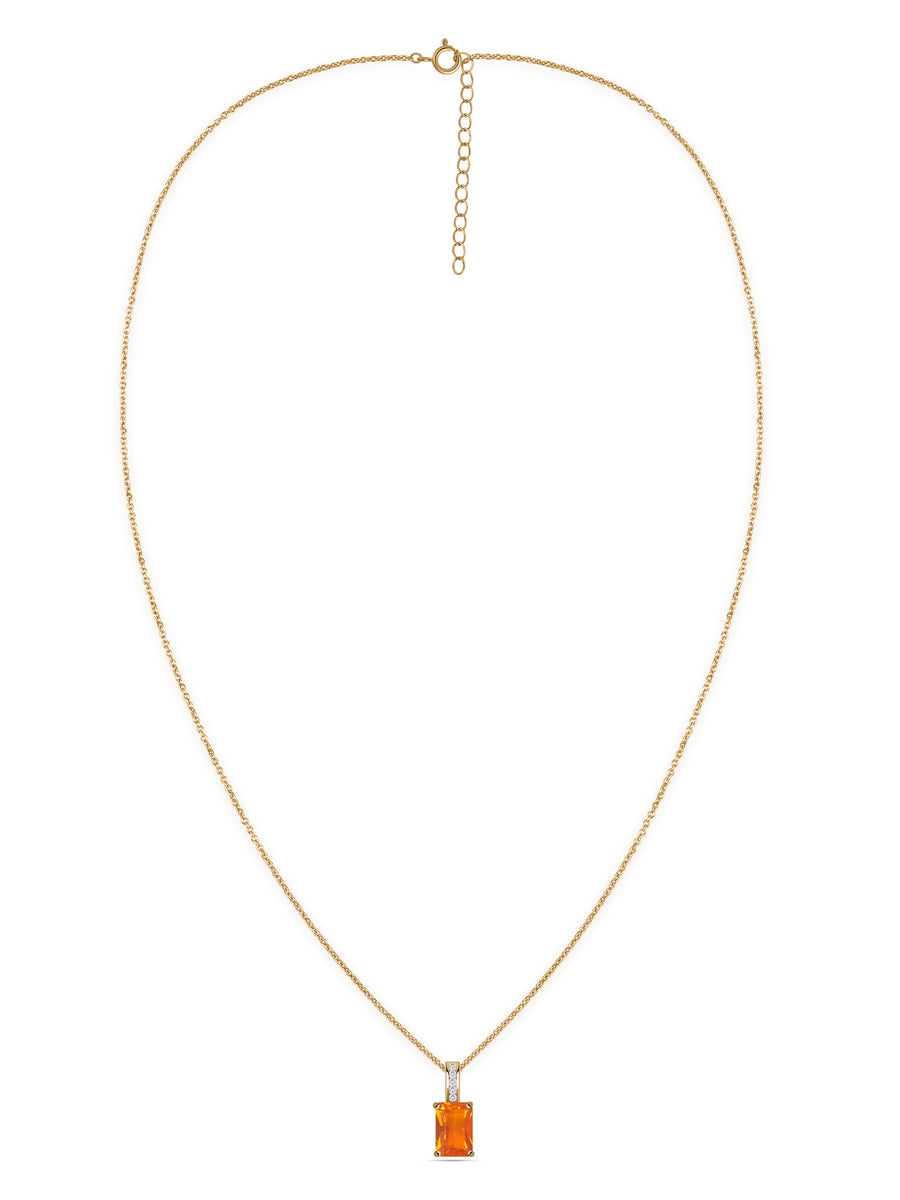 Fire Opal Majesty Gold Pendant with Chain