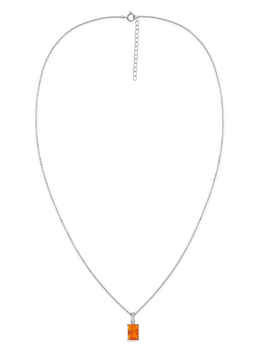 Fire Opal Majesty Gold Pendant with Chain