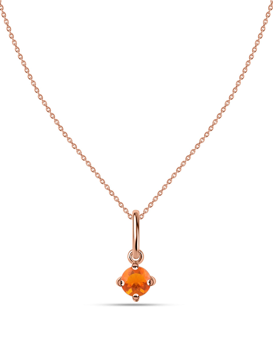 Natural Fire Opal Pendant With Chain