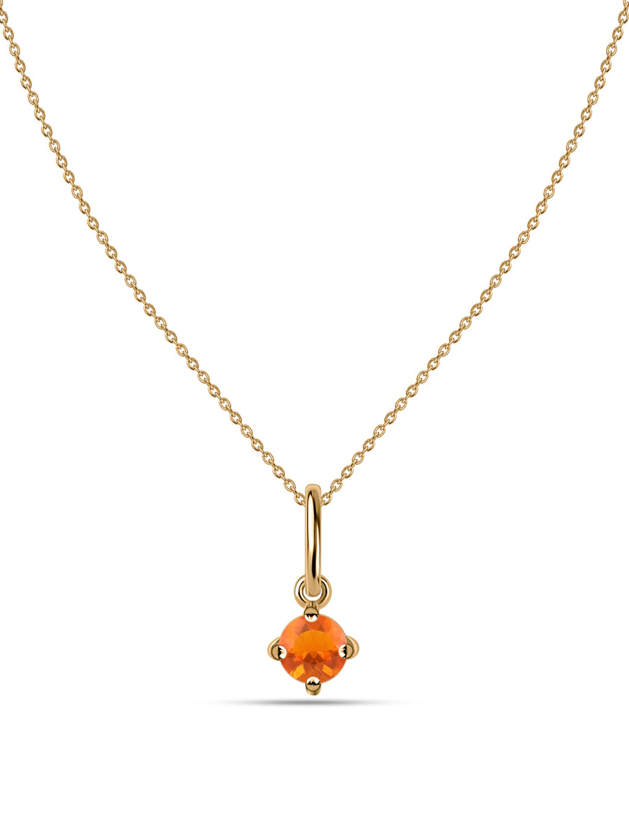 Natural Fire Opal Pendant With Chain