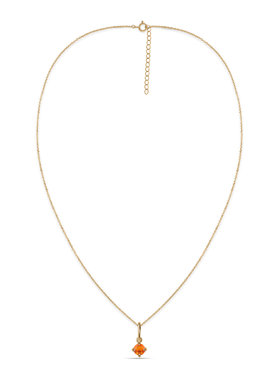 Natural Fire Opal Pendant With Chain