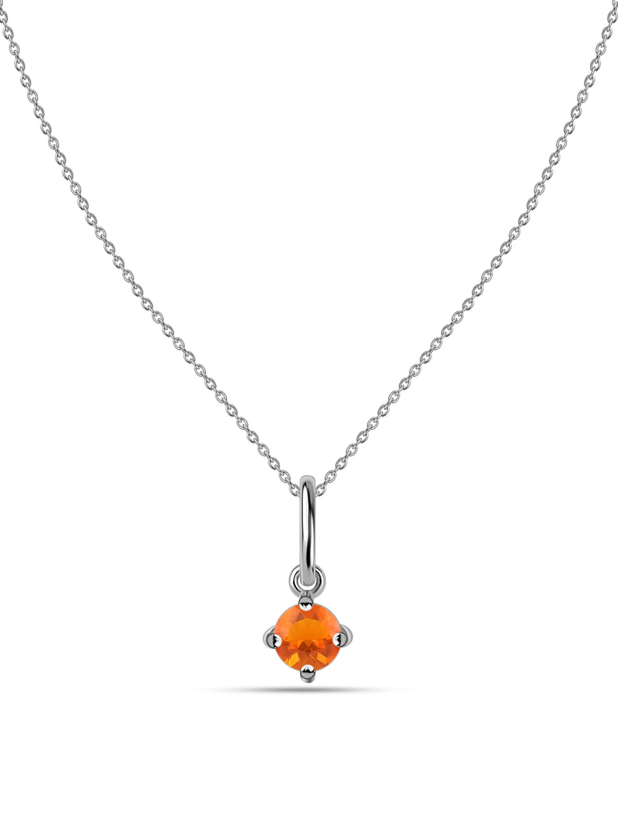 Natural Fire Opal Pendant With Chain