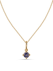 Iolite Gemstone Gold Pendant With Chain