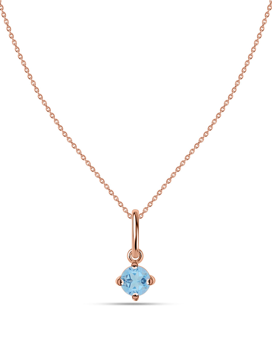 Natural Blue Topaz Gold Pendant With Chain