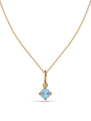 Natural Blue Topaz Gold Pendant With Chain