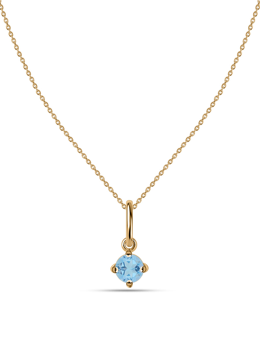 Natural Blue Topaz Gold Pendant With Chain