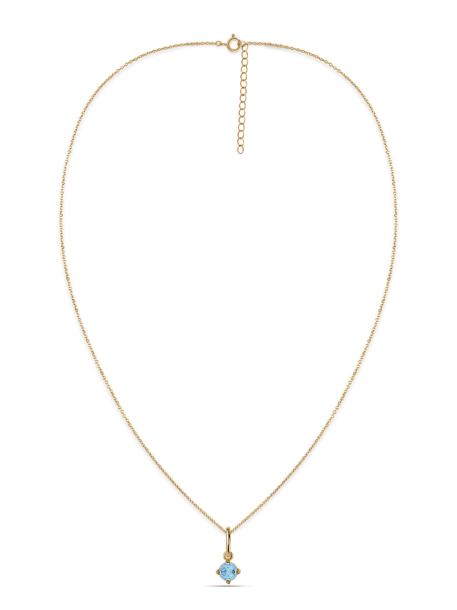 Natural Blue Topaz Gold Pendant With Chain